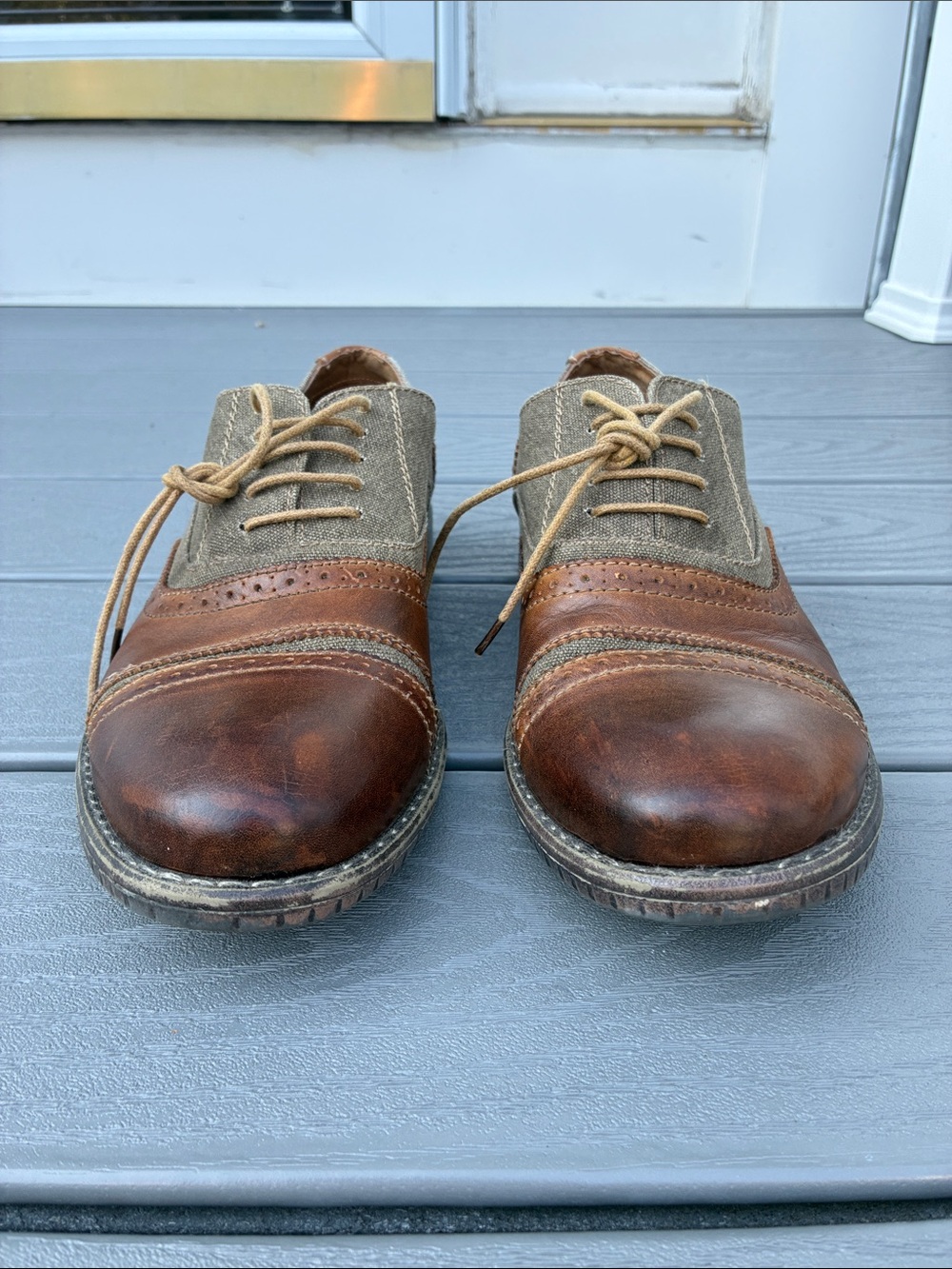 Steve Madden Camrin Wingtip Oxford Shoes Leather Canvas Upper Brown Size 10 - Picture 6 of 12